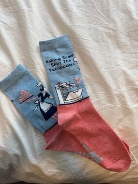 Happy Socks Blue & Pink Vintage Baking Crew Socks